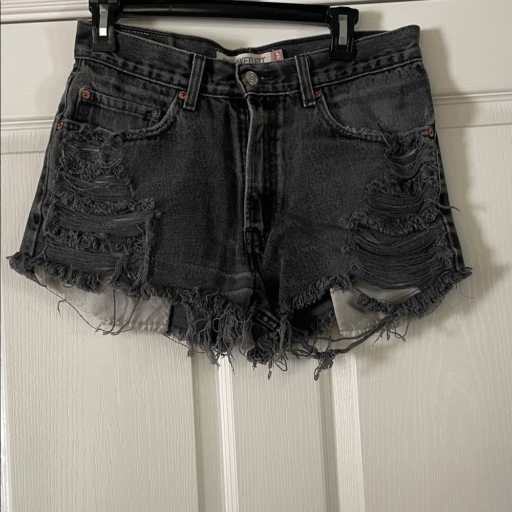 Distressed Black Denim Men’s Shorts